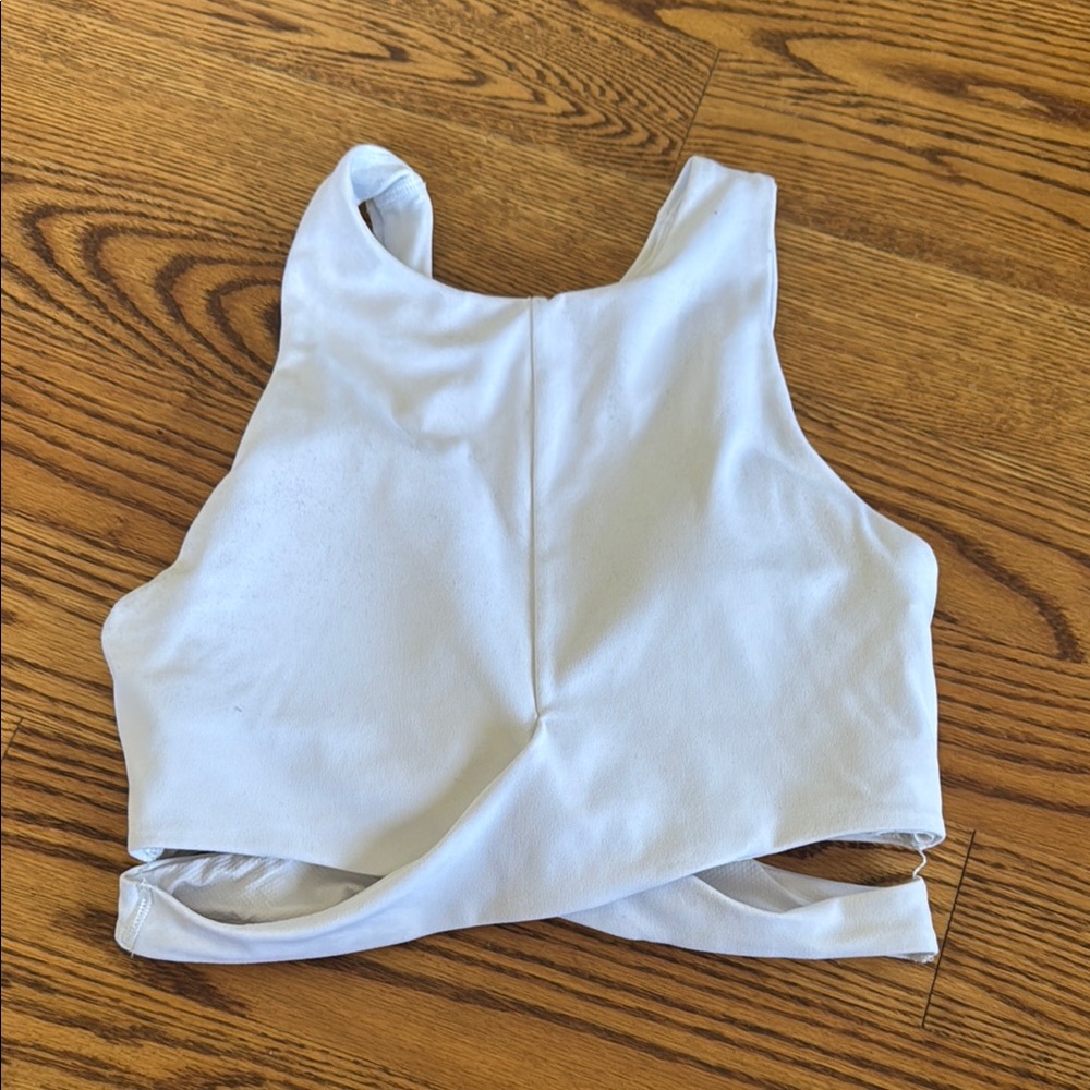 Athleta White Sleeveless Crop Tank Top with Cut Out